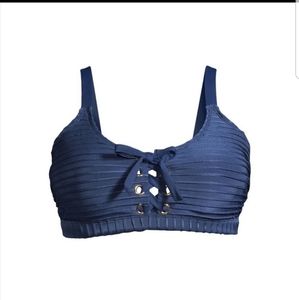 Ribbed Lace-Up Bikini Top from Time and Tru